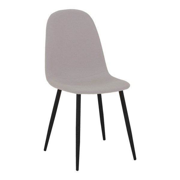 Καρέκλα Bella pakoworld ύφασμα σε γκρι με πόδι μαύρο μέταλλο 43.5x52x89εκ | Συσκευασία 4 τμχ