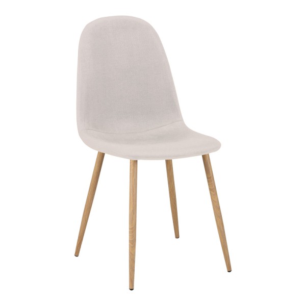 Καρέκλα Bella pakoworld ανοιχτό γκρι ύφασμα με πόδι μέταλλο σε φυσική απόχρωση 43.5x52x89εκ | Συσκευασία 4 τμχ