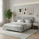 Κρεβάτι διπλό Restel pakoworld ύφασμα γκρι 160x200εκ