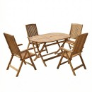 Τραπεζαρία Zerco-Falov pakoworld σετ 5τεμ φυσικό μασίφ ξύλο ακακίας 130x80x72εκ