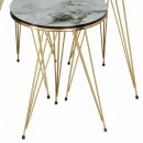 Βοηθητικά τραπέζια Wakmi pakoworld σετ 3τεμ λευκό μπεζ μαρμάρου μελαμίνης-χρυσό μέταλλο
