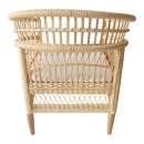 Πολυθρόνα Necorian paakoworld teak ξύλο με pe rattan σε φυσική απόχρωση και λευκό μαξιλάρι 80x70x87εκ
