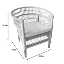 Πολυθρόνα Necorian paakoworld teak ξύλο με pe rattan σε φυσική απόχρωση και λευκό μαξιλάρι 80x70x87εκ