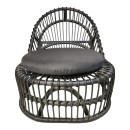 Πολυθρόνα Tromso paakoworld pe rattan σε μαύρη απόχρωση με μαύρο μαξιλάρι 80x85x98εκ