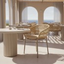 Πολυθρόνα Frama pakoworld αλουμίνιο-pe σχοινί σε καφε απόχρωση και μαξιλάρι 57x60x78εκ