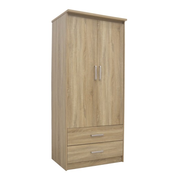 Ντουλάπα ρούχων δίφυλλη OLYMPUS pakoworld σε sonoma απόχρωση 81x57x183εκ