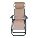 Πολυθρόνα relax πτυσσόμενη Mirka pakoworld μόκα textilene με μαύρο μέταλλο 65x165x110εκ