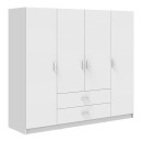 Ντουλάπα τετράφυλλη Royal pakoworld με συρτάρια και πατάρι λευκό 200x58x230εκ