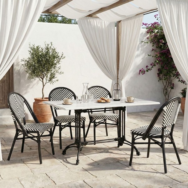 Τραπέζι μαρμάρινο Zosal pakoworld μαντέμι σε λευκή-μαύρη απόχρωση 110x70x71.8εκ