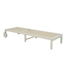 Ξαπλώστρα Mailo pakoworld λευκό αλουμίνιο και textilene σε μπεζ απόχρωση 71x206x30εκ