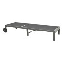 Ξαπλώστρα Mailo pakoworld ανθρακί αλουμίνιο και textilene σε μαύρη απόχρωση 71x206x30εκ