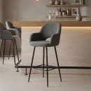 Σκαμπό bar Renish pakoworld μπουκλέ γκρι-μεταλλικό μαύρο πόδι 51x57x114εκ | Συσκευασία 2 τμχ
