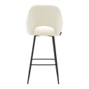 Σκαμπό bar Renish pakoworld μπουκλέ εκρού-μεταλλικό μαύρο πόδι 51x57x114εκ | Συσκευασία 2 τμχ