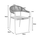 Πολυθρόνα αλουμινίου Elation pakoworld στοιβαζόμενη λευκός σκελετός-textilene γκρι και rattan σε φυσική απόχρωση 56x52x76εκ