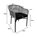 Πολυθρόνα αλουμινίου Legana pakoworld ανθρακί σκελετός--pe rattan σε φυσική απόχρωση 56x66x82εκ