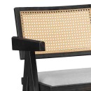 Σκαμπό bar Winslow pakoworld ξύλο rubberwood μαύρο-pvc rattan φυσικό-ύφασμα γκρι | Συσκευασία 2 τμχ