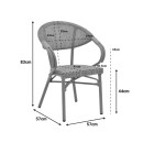Πολυθρόνα Isaia pakoworld καρυδί αλουμίνιο-textilene μαύρο 57x57x83εκ