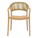 Πολυθρόνα Ankara pakoworld στοιβαζόμενη pp cappuccino απόχρωση με μπεζ rattan 57x48x80εκ