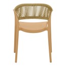 Πολυθρόνα Ankara pakoworld στοιβαζόμενη pp cappuccino απόχρωση με μπεζ rattan 57x48x80εκ