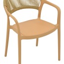 Πολυθρόνα Ankara pakoworld στοιβαζόμενη pp cappuccino απόχρωση με μπεζ rattan 57x48x80εκ