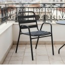 Πολυθρόνα Sussie pakoworld στοιβαζόμενη μαύρο μέταλλο με φέτες αλουμινίου 45x62x76εκ