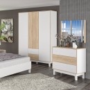 Ντουλάπα Awell pakoworld τρίφυλλη sonoma-λευκό 153.5x54.5x216εκ