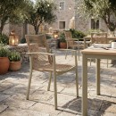 Πολυθρόνα Jonian pakoworld στοιβαζόμενη σαμπανιζέ αλουμίνιο-textilene σε φυσική απόχρωση 57x63x83εκ