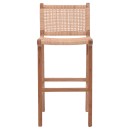 Σκαμπό μπαρ μεσαίου ύψους Sponze pakoworld teak ξύλο-φυσικό rattan σε φυσική απόχρωση 40x47x89εκ