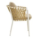 Πολυθρόνα Peluxe pakoworld αλουμίνιο λευκό-pe σχοινί φυσικό-μαξιλάρια μπεζ 54x62x75,5εκ