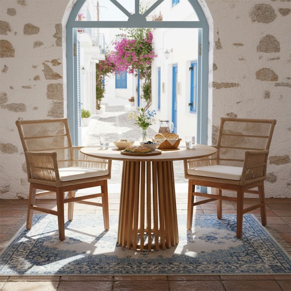 Τραπεζαρία Inca-Kenda I pakoworld σετ 3τεμ σε φυσική-μπεζ απόχρωση Φ80x75εκ