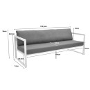 Καναπές τριθέσιος Aurelio pakoworld μεταλλικός σε λευκή -μαξιλάρια σε ανθρακί απόχρωση 192x74x63εκ