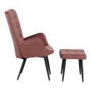 Πολυθρόνα με υποπόδιο Dorita pakoworld βελούδο σάπιο μήλο-πόδι μαύρο μέταλλο 68.5x76x103εκ