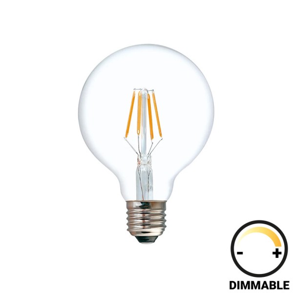 Λαμπτήρας LED G95 Bulb pakoworld dimmable 4W E27 2700K 200-220V clear