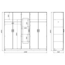 Ντουλάπα πεντάφυλλη με καθρέφτη Luna pakoworld σε wenge απόχρωση 220x52x200εκ