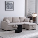 Γωνιακός αναστρέψιμος καναπές κρεβάτι Kamore pakoworld με αποθηκευτικό χώρο μπεζ ύφασμα 223x146x85εκ