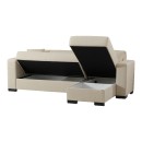 Γωνιακός καναπές-κρεβάτι αναστρέψιμος Dumma pakoworld ύφασμα κρεμ 226x148x86εκ