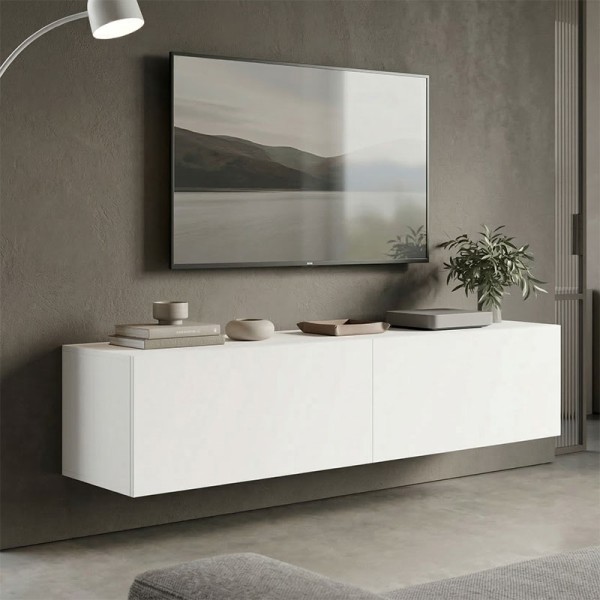 Έπιπλο τηλεόρασης επιτοίχιο με Led Rival pakoworld λευκό 120x35x30εκ