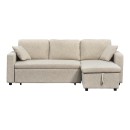 Γωνιακός αναστρέψιμος καναπές κρεβάτι Kamore pakoworld με αποθηκευτικό χώρο ύφασμα μπεζ 223x146x85εκ