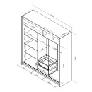 Ντουλάπα ρούχων Elodie pakoworld τρίφυλλη καθρέπτης συρόμενη sonoma 200x61x216εκ