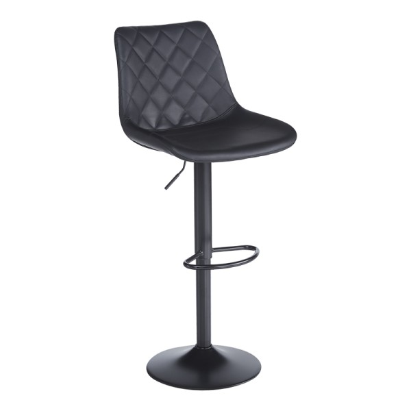 Σκαμπό μπαρ Libra pakoworld pu-μέταλλο σε μαύρη απόχρωση 49x55x115εκ | Συσκευασία 2 τμχ