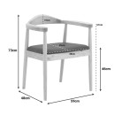 Πολυθρόνα Joube pakoworld rubberwood σε φυσική απόχρωση με μαύρο pu μαξιλάρι 59x48x73εκ | Συσκευασία 2 τμχ