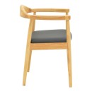 Πολυθρόνα Joube pakoworld rubberwood σε φυσική απόχρωση με μαύρο pu μαξιλάρι 59x48x73εκ | Συσκευασία 2 τμχ