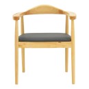 Πολυθρόνα Joube pakoworld rubberwood σε φυσική απόχρωση με μαύρο pu μαξιλάρι 59x48x73εκ | Συσκευασία 2 τμχ