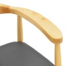 Πολυθρόνα Joube pakoworld rubberwood σε φυσική απόχρωση με μαύρο pu μαξιλάρι 59x48x73εκ | Συσκευασία 2 τμχ