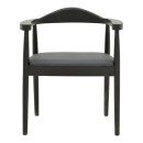 Πολυθρόνα Joube pakoworld rubberwood σε μαύρη απόχρωση με μαύρο pu μαξιλάρι 59x48x73εκ | Συσκευασία 2 τμχ