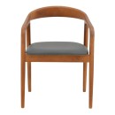 Πολυθρόνα Hogie pakoworld rubberwood καρυδί- μαύρο pu μαξιλάρι 61x60x76εκ | Συσκευασία 2 τμχ