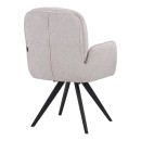 Πολυθρόνα περιστρεφόμενη Novo pakoworld ύφασμα λευκό μπουκλε-πόδια μαύρο μεταλλικό 65.5x60x90εκ | Συσκευασία 2 τμχ