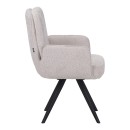 Πολυθρόνα περιστρεφόμενη Novo pakoworld ύφασμα λευκό μπουκλε-πόδια μαύρο μεταλλικό 65.5x60x90εκ | Συσκευασία 2 τμχ