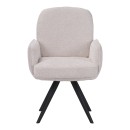 Πολυθρόνα περιστρεφόμενη Novo pakoworld ύφασμα λευκό μπουκλε-πόδια μαύρο μεταλλικό 65.5x60x90εκ | Συσκευασία 2 τμχ