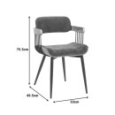 Πολυθρόνα Cameo pakoworld μέταλλο μαύρο-καρυδί ξύλο-ανθρακί ύφασμα 53x49.5x75.5εκ